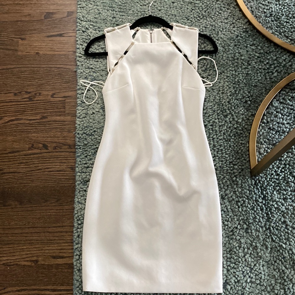 White with pearl detail cocktail dress